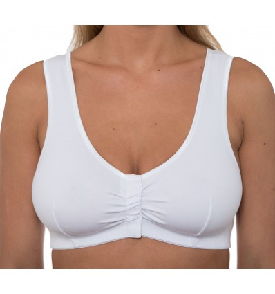 Gemm Womens Front Fastening Non Wired Firm Support Lace Non Padded Bra  White, 34E : : Fashion