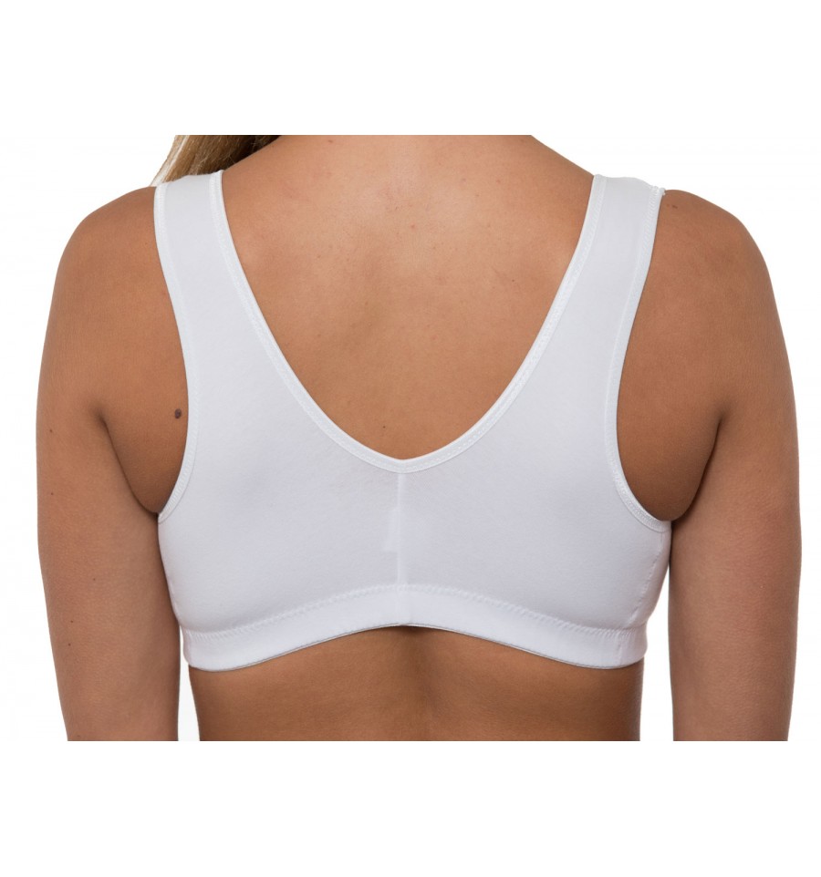 Cotton front-fastening unwired bra