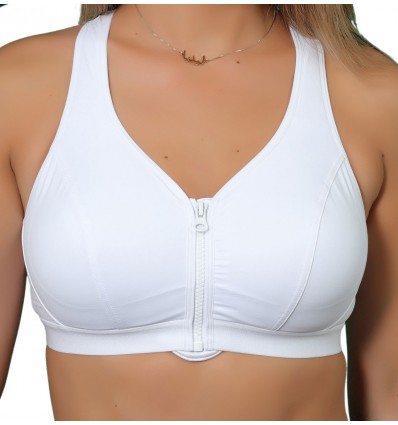 Medium Impact Padded Non-Wired Printed Sports Bra in White ( Size