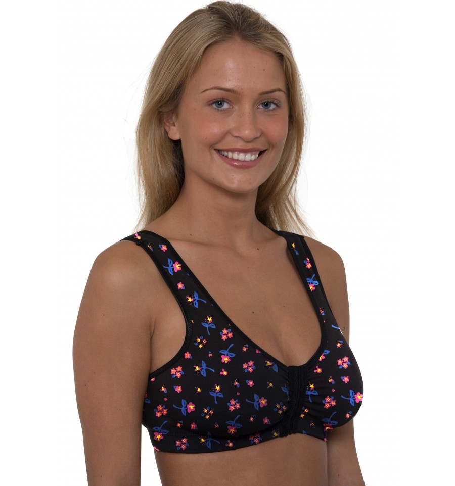 FM London Women's Non Wired Front Fastening Bra  Full Coverage, Non  Padded, Comfort : : Fashion