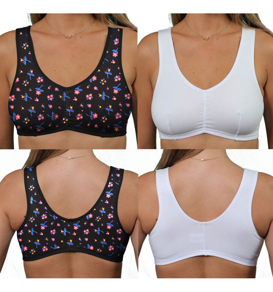 Front Fastening Bra Cotton Rich Ladies Non Wired Non Padded Soft
