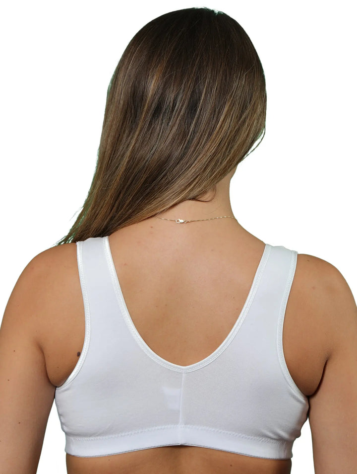 Gemm Velcro Front Fastening Bra White