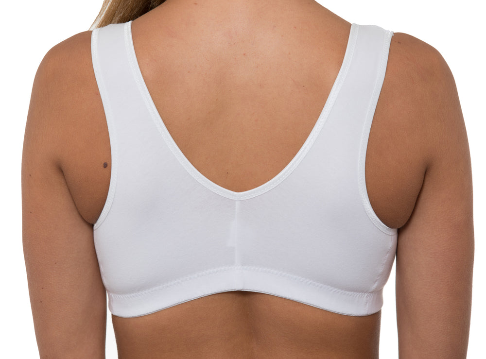 White front fastening bras