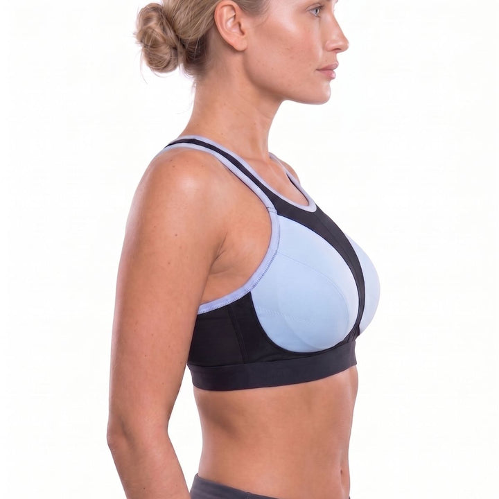 High-Impact Non-Wired Sports Bra – Black Blue - Orchid Fashion Boutique