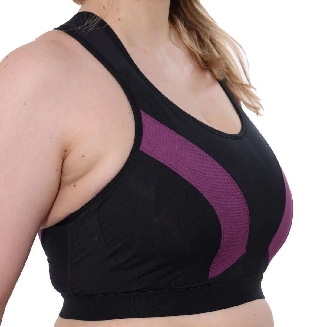 High-Impact Wireless Multiway Sports Bra – Black Purple