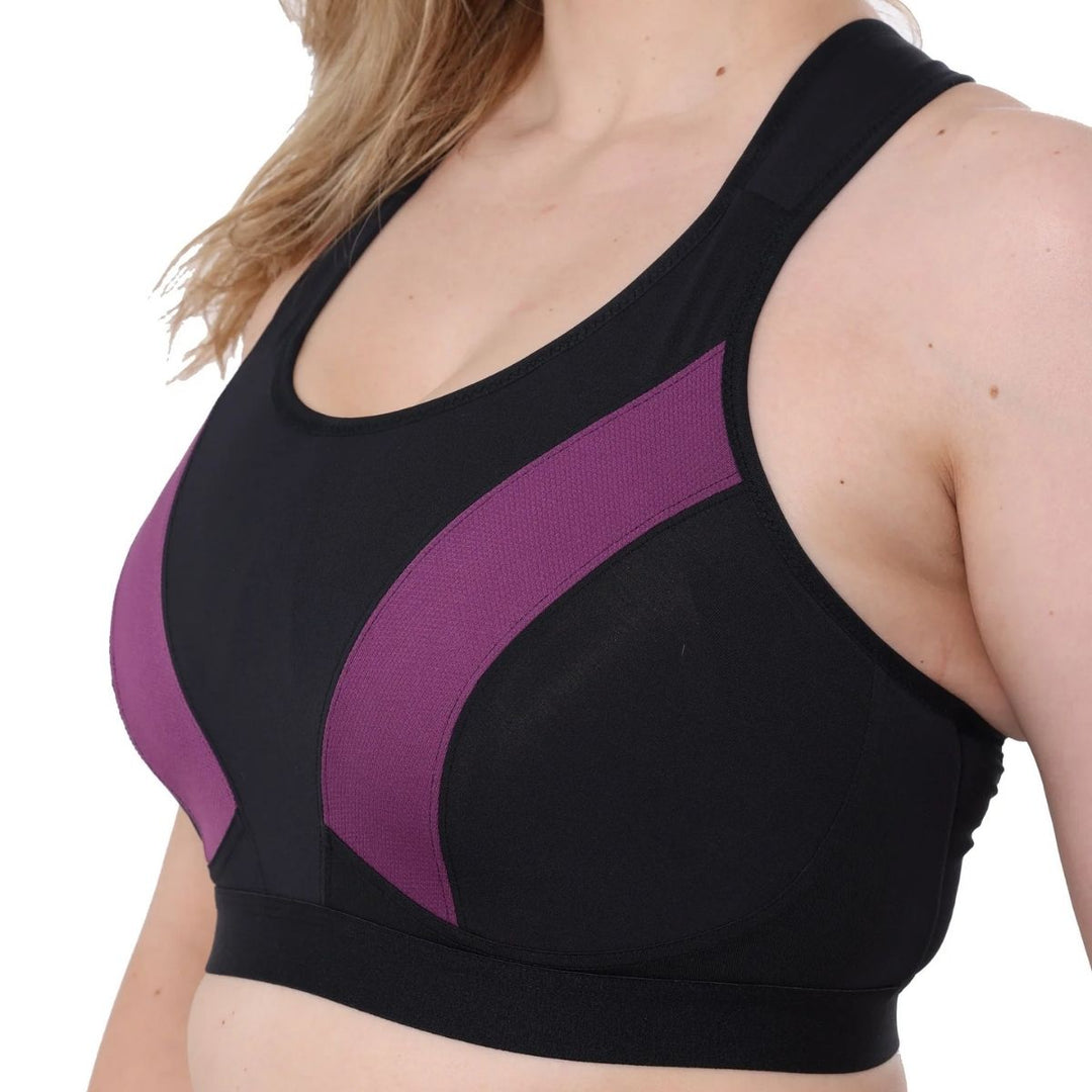 High-Impact Wireless Multiway Sports Bra – Black Purple