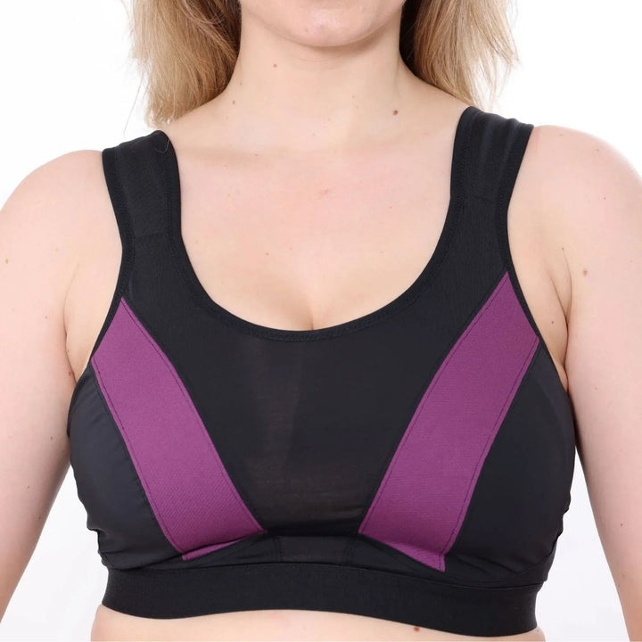 High-Impact Wireless Multiway Sports Bra – Black Purple