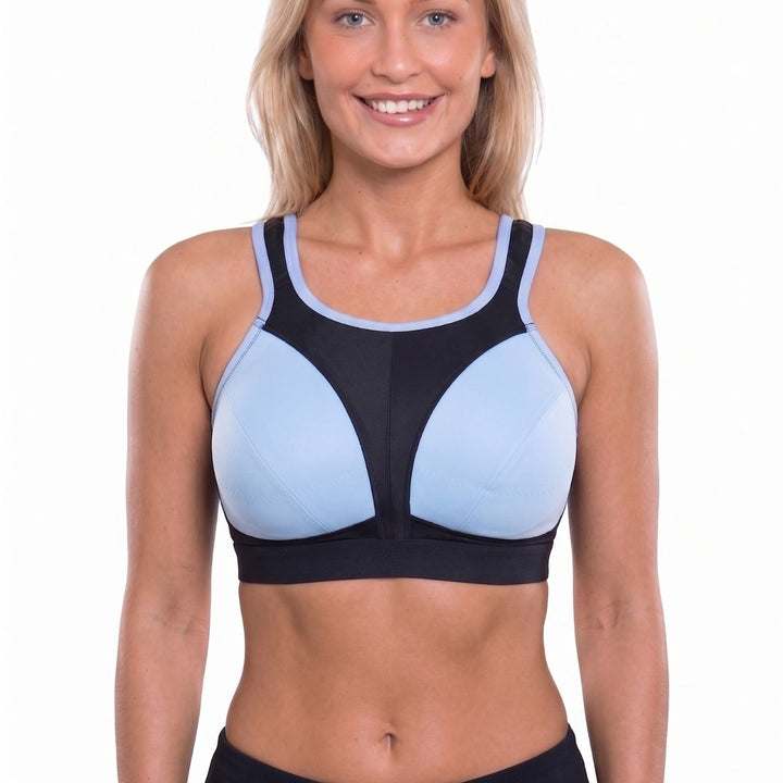 High-Impact Non-Wired Sports Bra – Black Blue - Orchid Fashion Boutique