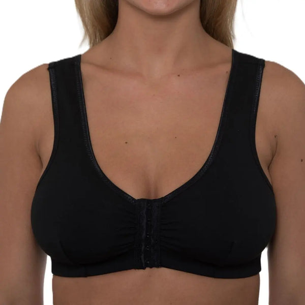 Classic Black front-fastening comfort bra