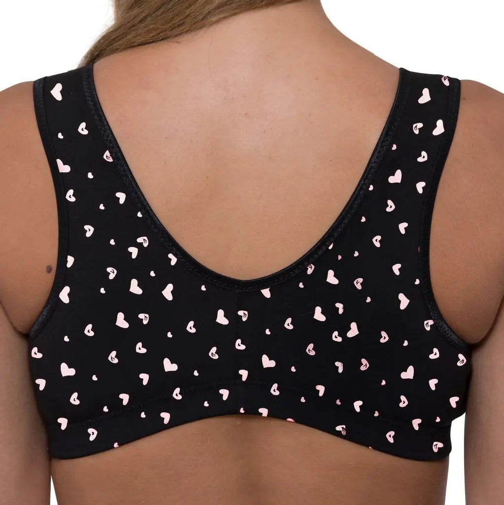 Gemm Front Fastening Cotton Bra Black Pink - Orchid Fashion Boutique