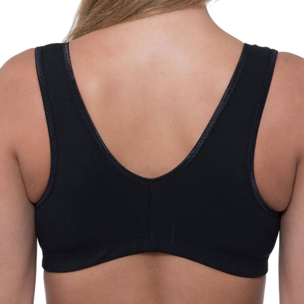 Gemm Velcro Front Fastening Cotton Bra Black - Orchid Fashion Boutique