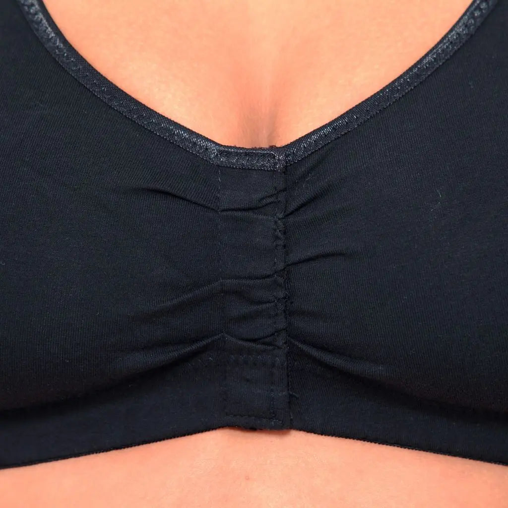 Gemm Velcro Front Fastening Cotton Bra Black - Orchid Fashion Boutique