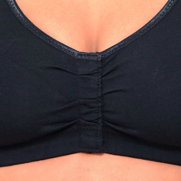 Gemm Velcro Front Fastening Cotton Bra Black - Orchid Fashion Boutique