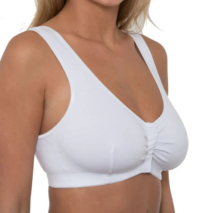 Gemm Velcro Front Fastening Cotton Bra White - Orchid Fashion Boutique