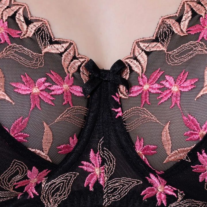 Gemm Underwired Lace Bra Black Floral - Orchid Fashion Boutique