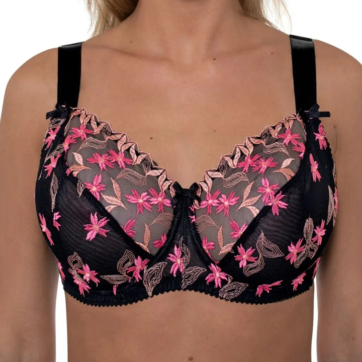 Gemm Underwired Lace Bra Black Floral - Orchid Fashion Boutique