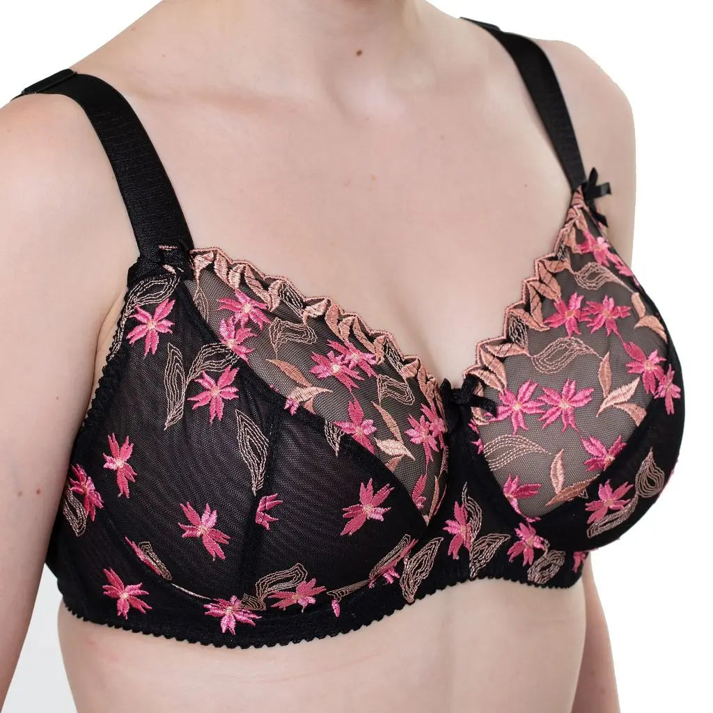Gemm Underwired Lace Bra Black Floral - Orchid Fashion Boutique