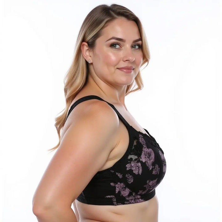 Gemm Black Purple Firm Hold Underwired Full Cup Bra