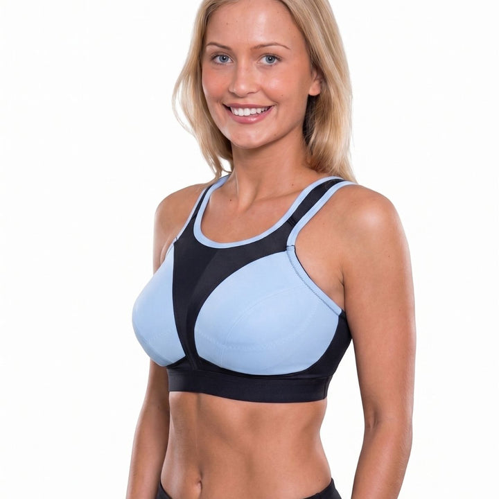 High-Impact Non-Wired Sports Bra – Black Blue